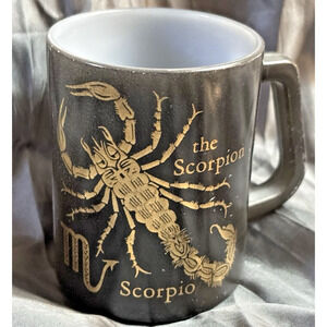 Vintage Scorpio Zodiac Coffee Mug Astrology MCM USA Federal Glass Milk Glass
